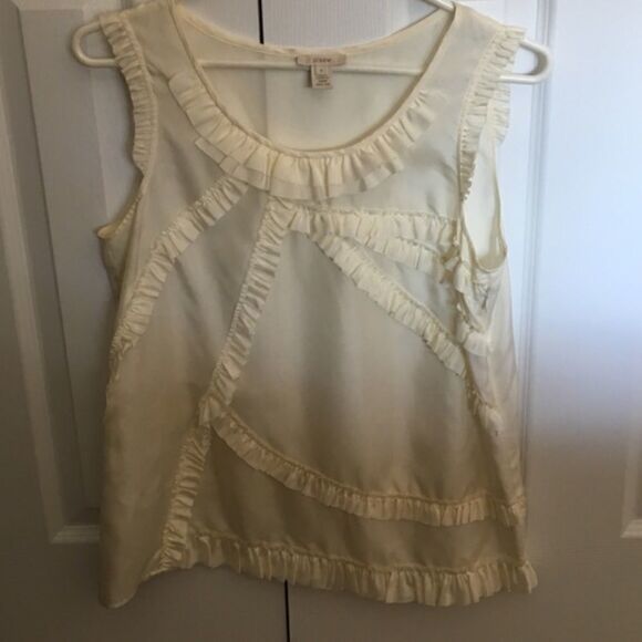 J.Crew Cream Silk Ruffle Tank Top - Picture 1 of 2